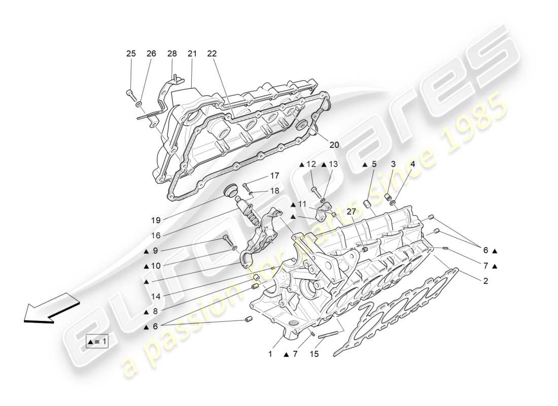 maserati granturismo s (2018) rh cylinder head parts diagram