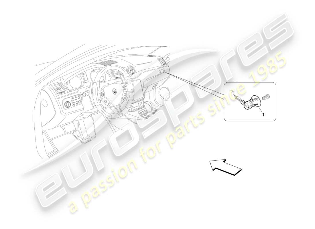 maserati granturismo s (2020) passenger's airbag-deactivation part diagram