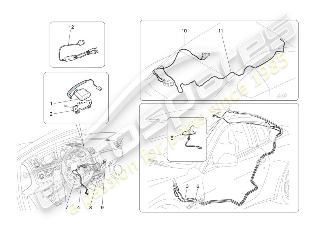 maserati granturismo (2013) reception and connection system part diagram