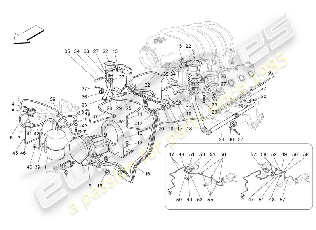 maserati granturismo s (2020) additional air system part diagram