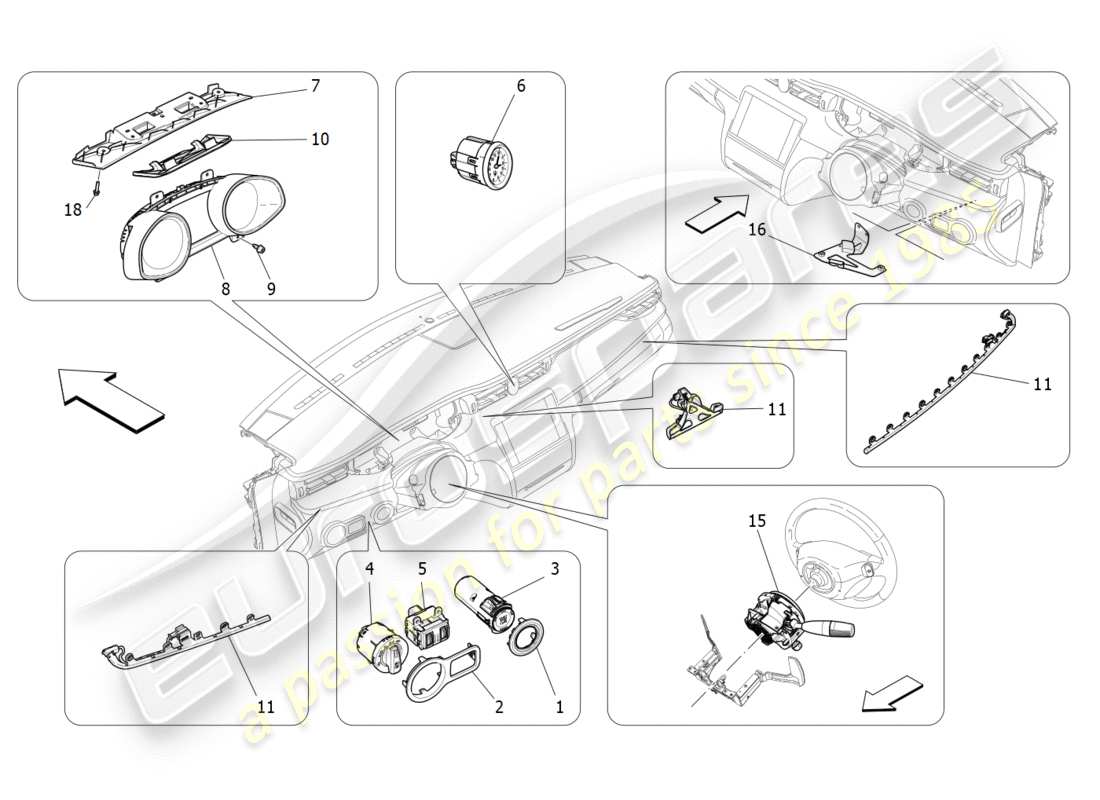 maserati qtp 3.0 bt v6 410hp (2014) dashboard devices parts diagram