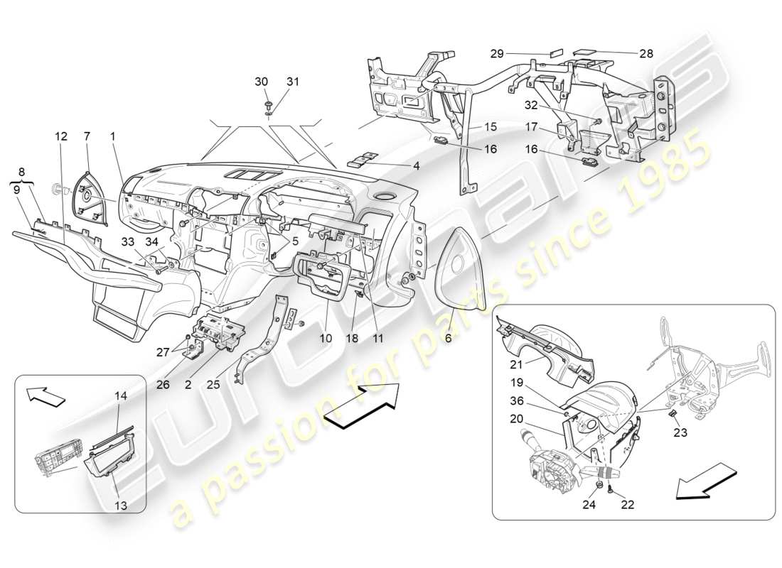 maserati granturismo s (2018) dashboard unit parts diagram