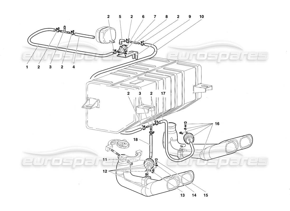 lamborghini diablo sv (1997) exhaust system parts diagram