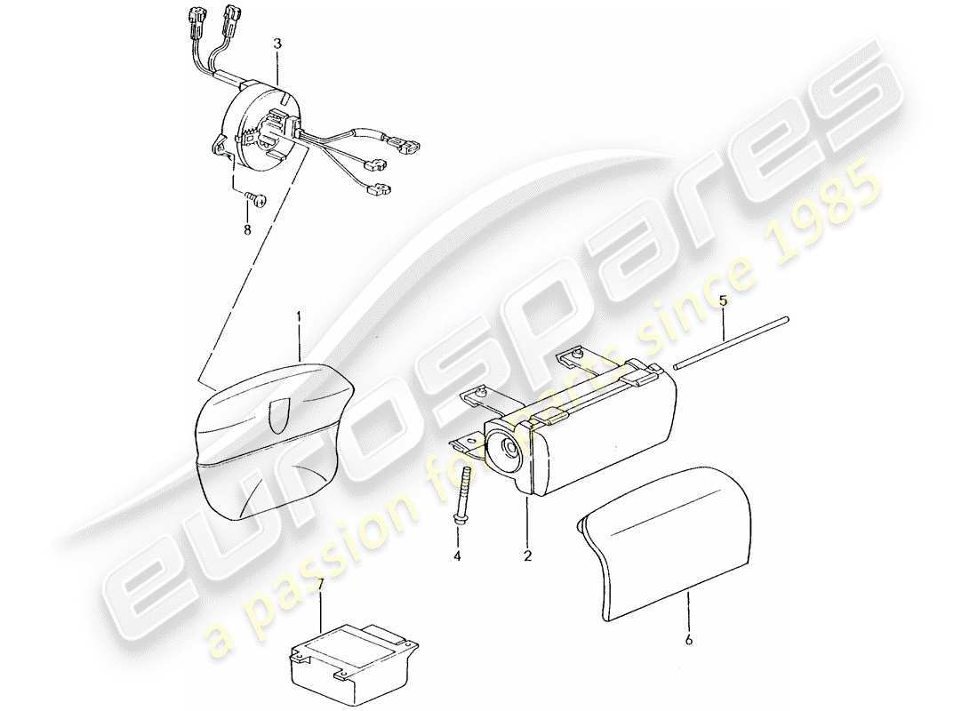 porsche 2001 (996 turbo / gt2) airbag part diagram