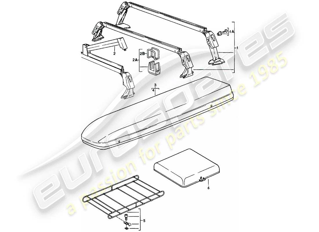 porsche 1981 (911) roof transport system - - 1 - part diagram