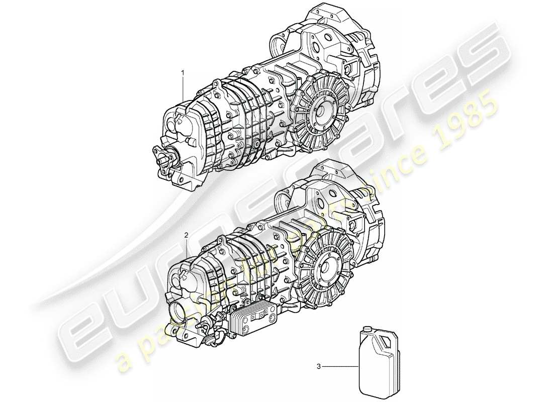 porsche 996 t/gt2 (2005) replacement transmission - - ready for installation part diagram