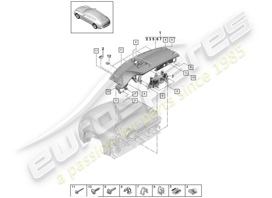 porsche 2017 (panamera 971-1) dashboard part diagram