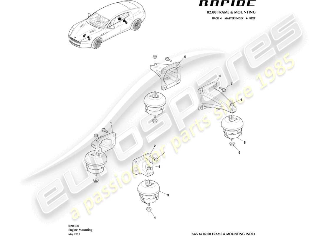 aston martin rapide (2014) powertrain mountings part diagram