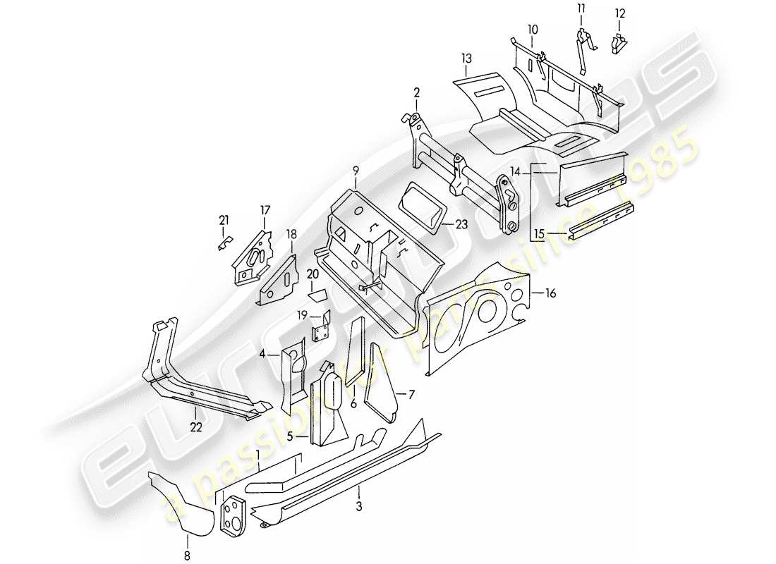 porsche 1955 (356/356a) frame - single parts part diagram