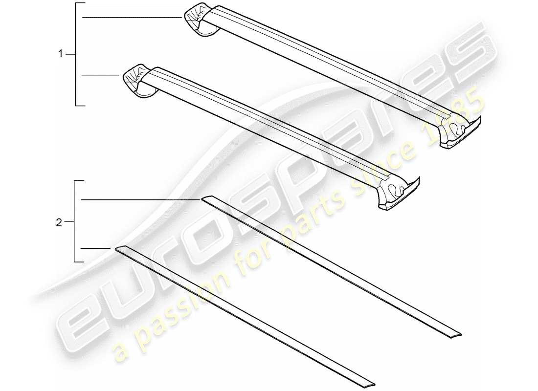 porsche 2019 (tequipment cayenne) roof luggage rack part diagram