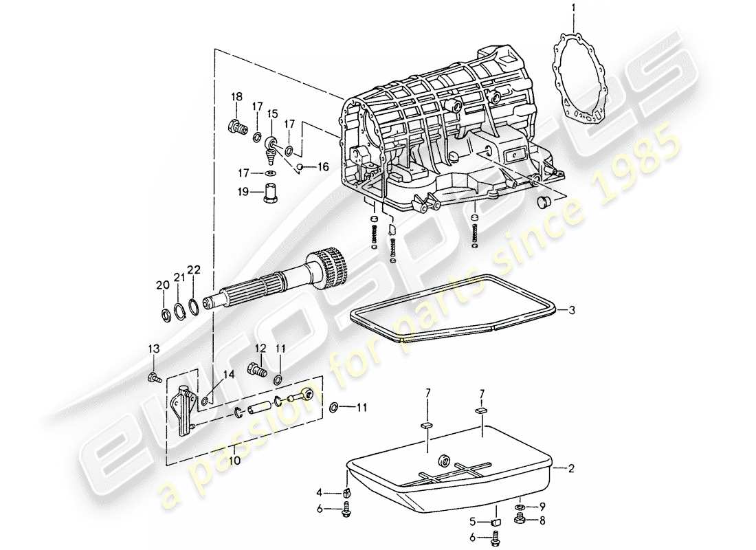 porsche 1998 (993) tiptronic - transmission case - oil pan parts diagram