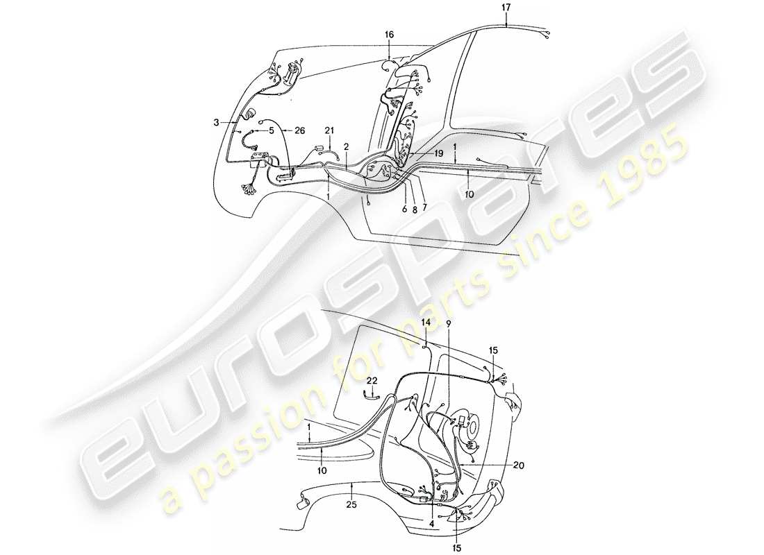 porsche 1975 (911) wiring harnesses part diagram