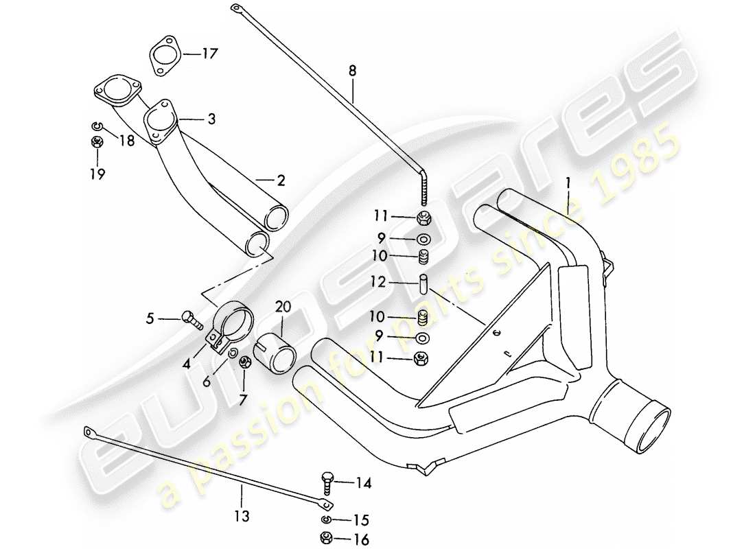 porsche 1961 (356b/356c) exhaust system - sport version - only - for - race track part diagram