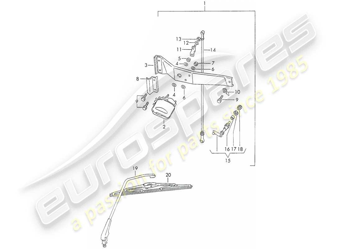 porsche 1972 (911) rear window wiper part diagram