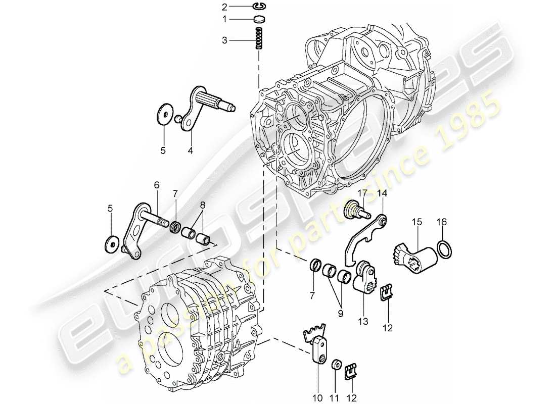 porsche 2001 (996 gt3) shift control lock device part diagram