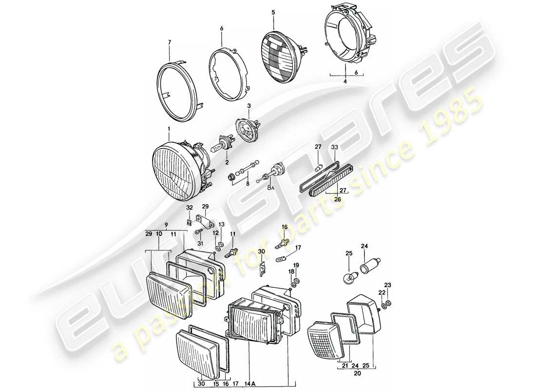 porsche 1978 (928) headlamp - turn signal - not for: - usa,cdn part diagram