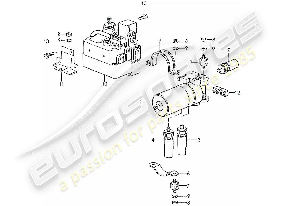 porsche 1987 (959) hydraulic unit - speed sensor parts diagram