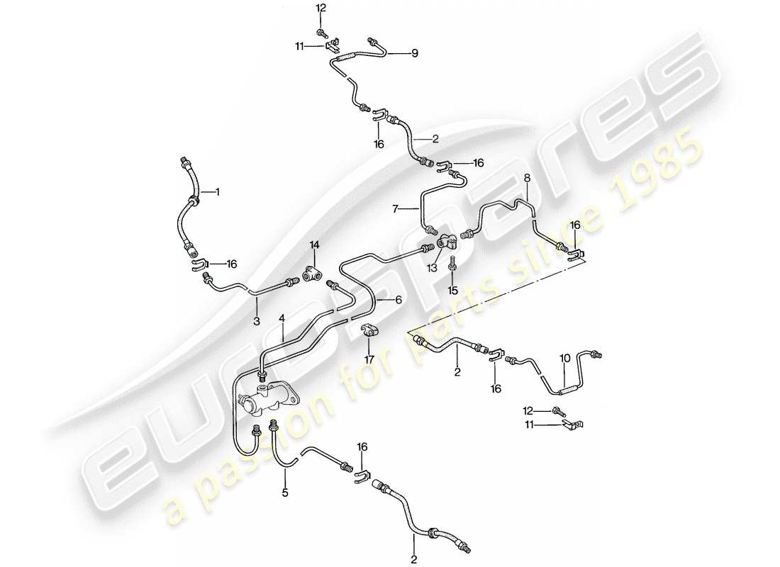 porsche 1983 (944) brake lines part diagram