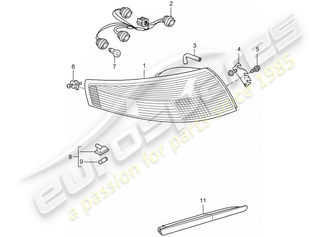 porsche 2008 (997-1 turbo / gt2) rear light part diagram