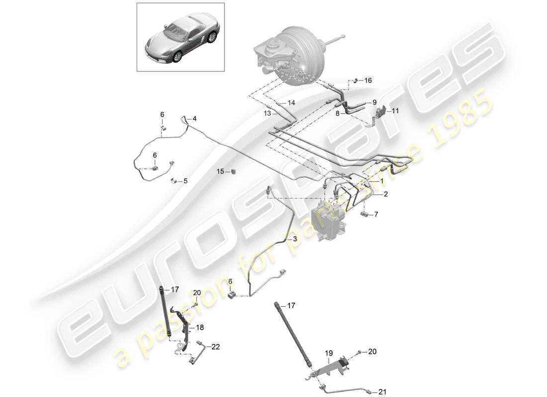 porsche 2019 (718 boxster) brake line part diagram