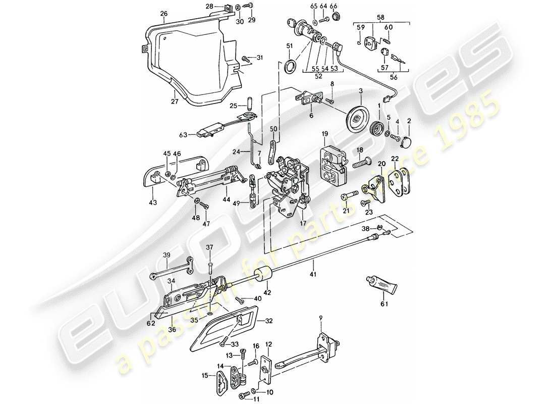 porsche 1994 (928) installation parts - for - door part diagram