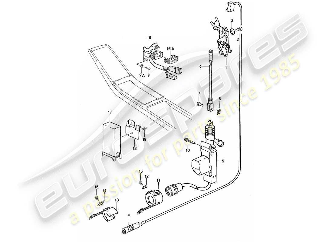 porsche 1988 (959) central locking system parts diagram