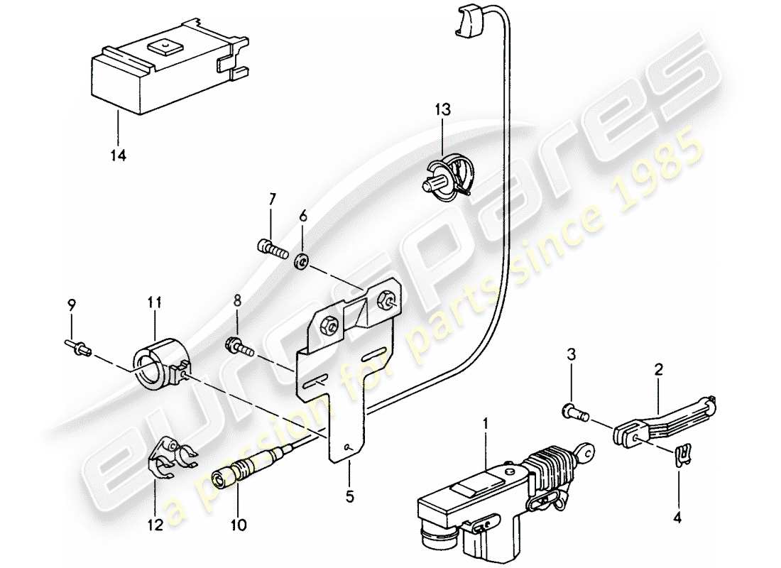 porsche 1992 (968) central locking system parts diagram