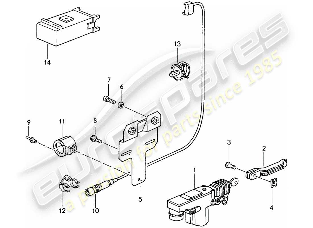 porsche 968 (1992) central locking system parts diagram