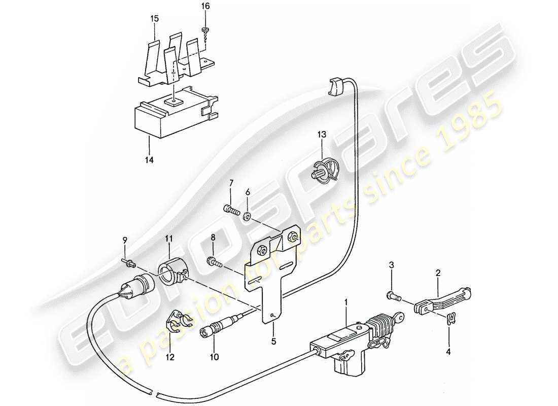 porsche 944 (1991) central locking system parts diagram