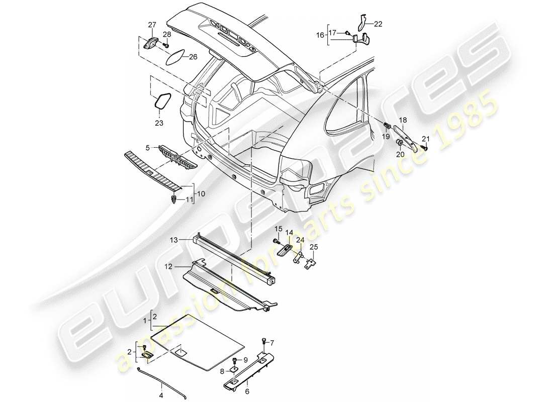 porsche 2005 (cayenne e1 9pa) trims part diagram