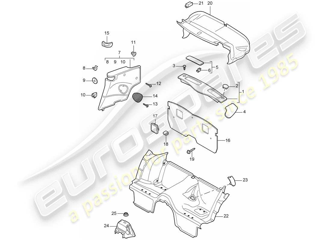 porsche 2008 (997-1 turbo / gt2) trims part diagram
