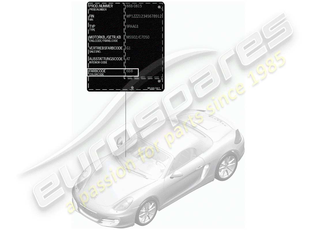 porsche 2012 (981 boxster) paint touch-up stick parts diagram