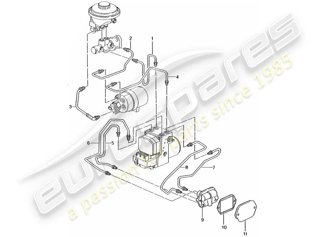 porsche 2001 (996) brake line - front end - d - mj 1999>> part diagram