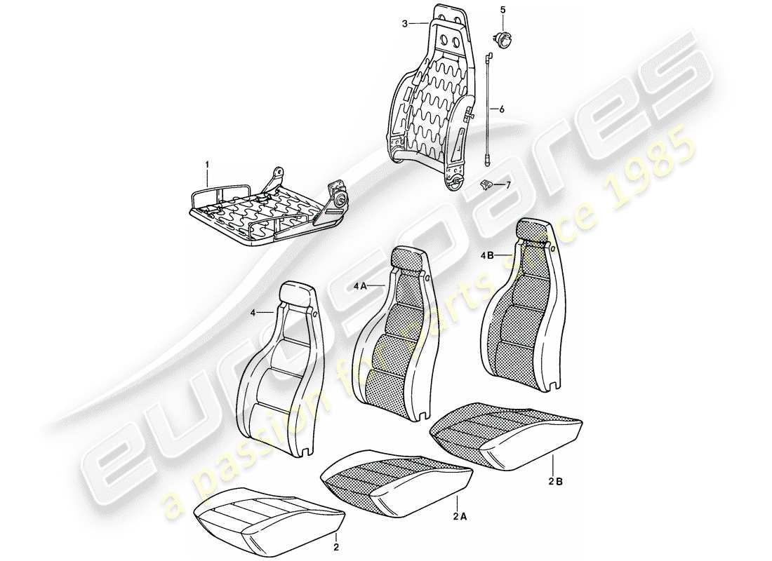 porsche 1984 (928) front seat - single parts - d >> - mj 1984 part diagram