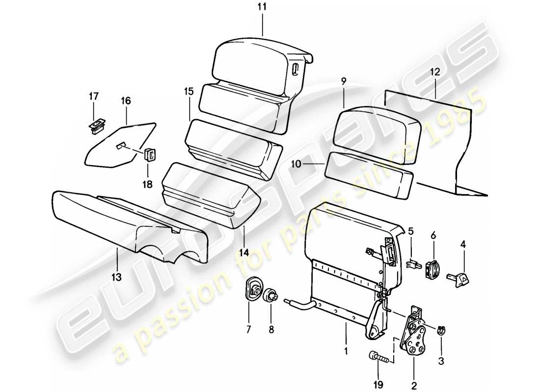 porsche 1984 (928) emergency seat part diagram