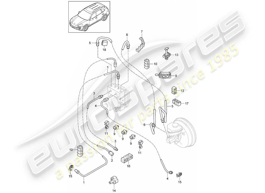 porsche 2015 (cayenne e2 92a) brake lines part diagram
