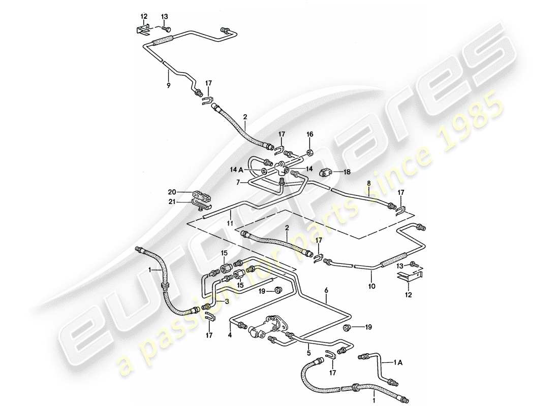 porsche 1991 (944) brake lines part diagram
