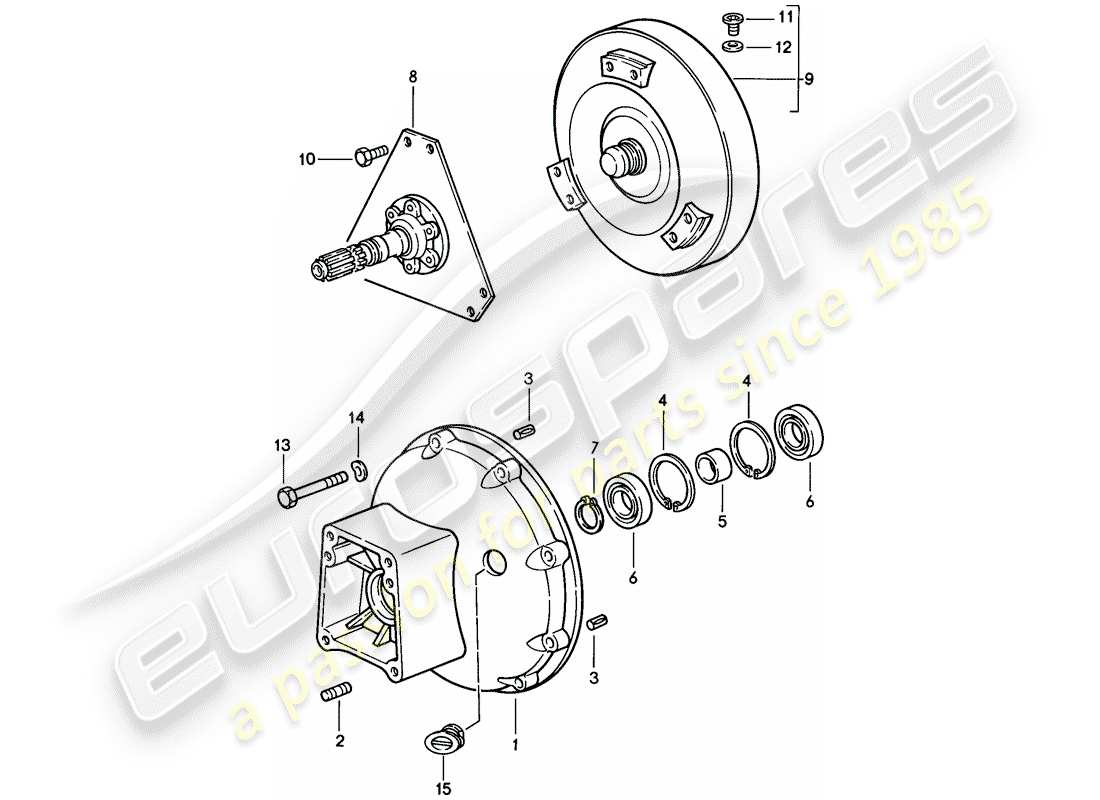 porsche 1986 (928) automatic transmission - torque converter - converter housing part diagram