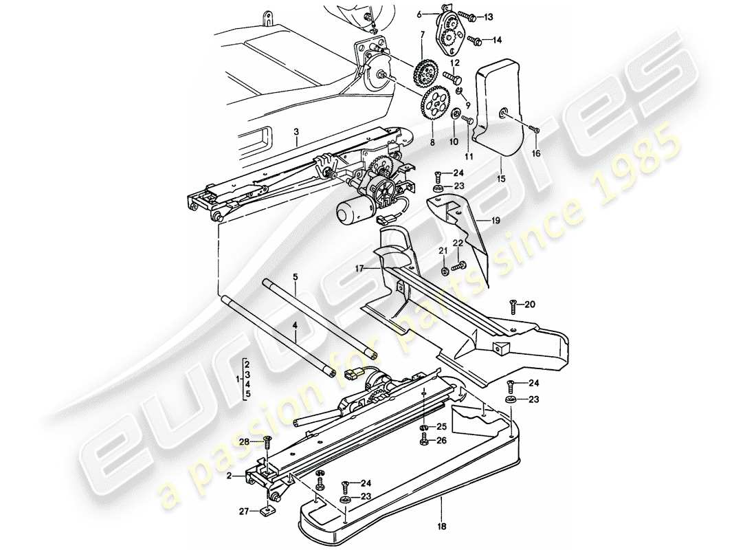 porsche 1981 (928) seat adjuster - comfort seat - single parts part diagram