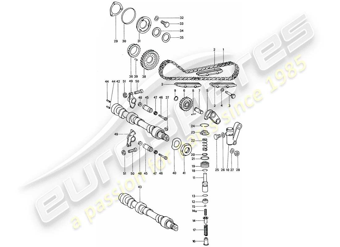 porsche 1977 (911) valve control - repair set for maintenance - tensioner - chain - see illustration: part diagram