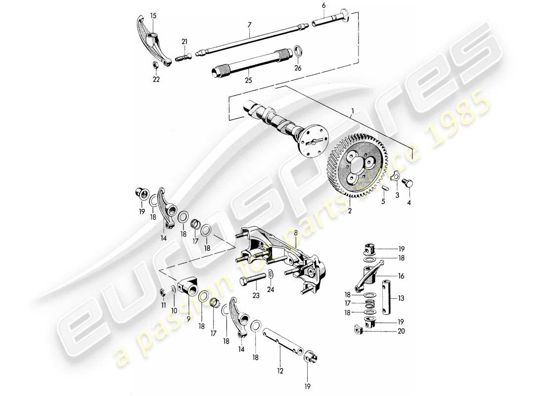 porsche 1961 (356b/356c) camshaft part diagram