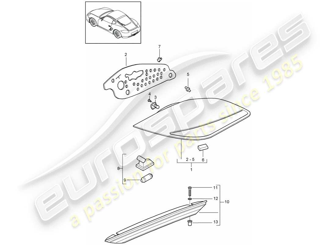 porsche cayman 987 (2010) rear light parts diagram