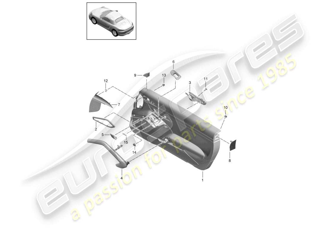 porsche 2020 (718 boxster) door panel leather accessories molding for door trim painted panel black parts diagram