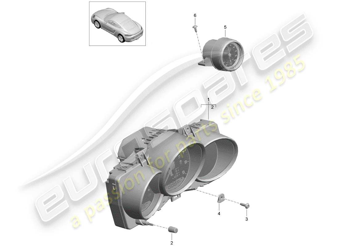 porsche 2019 (718 cayman) instrument cluster part diagram