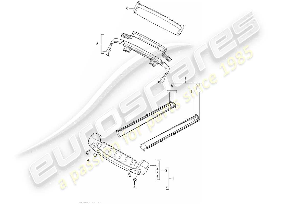 porsche 2011 (tequipment cayenne) sport design package part diagram