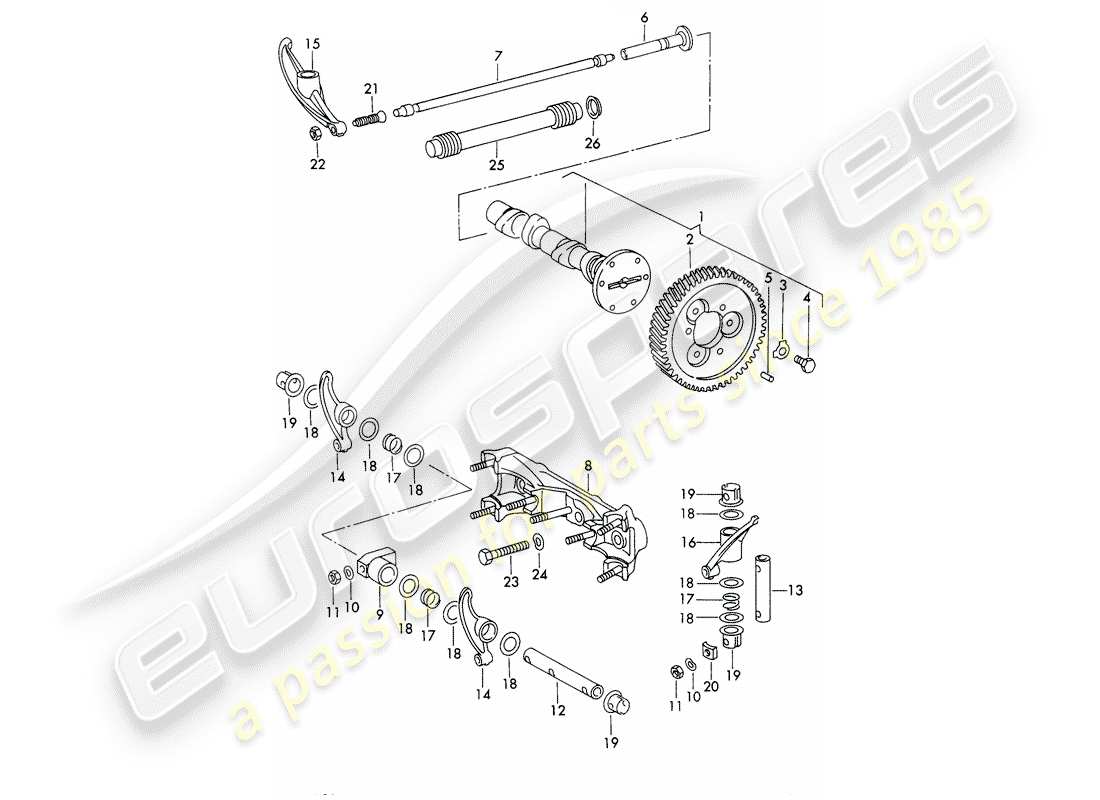 porsche 1968 (911/912) camshaft part diagram