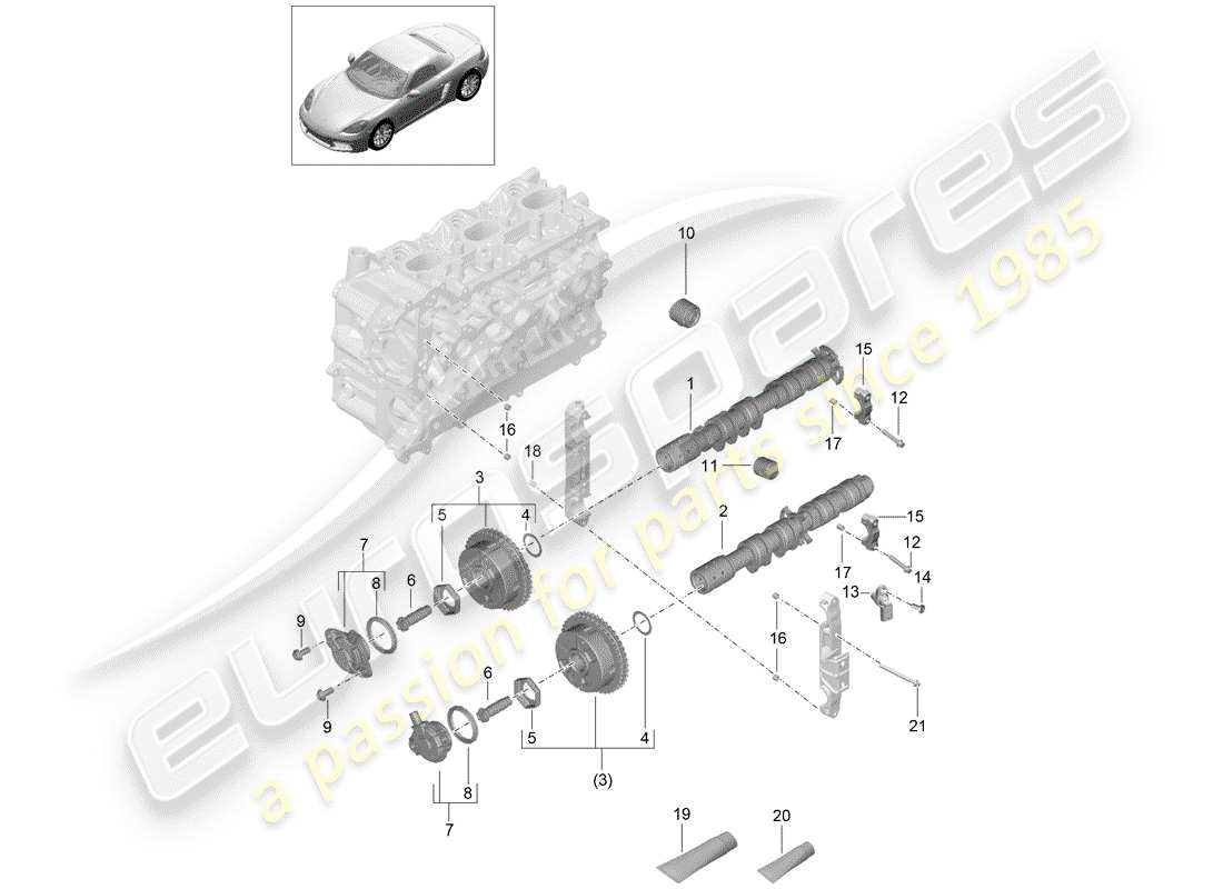 porsche 2018 (718 boxster) camshaft part diagram
