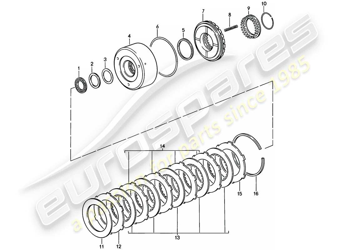 porsche 1986 (928) automatic transmission - clutch - k 1 part diagram