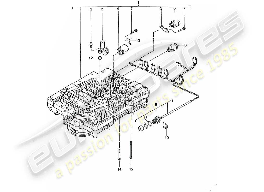 porsche 2001 (996) tiptronic - valve body - solenoid valve - pressure regulator - d >> - mj 2001 part diagram