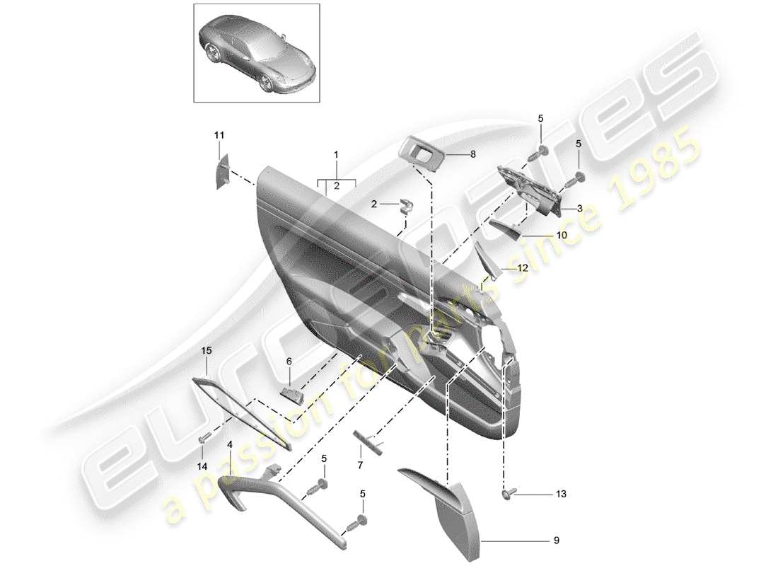 porsche 2013 (991-1) door panel part diagram